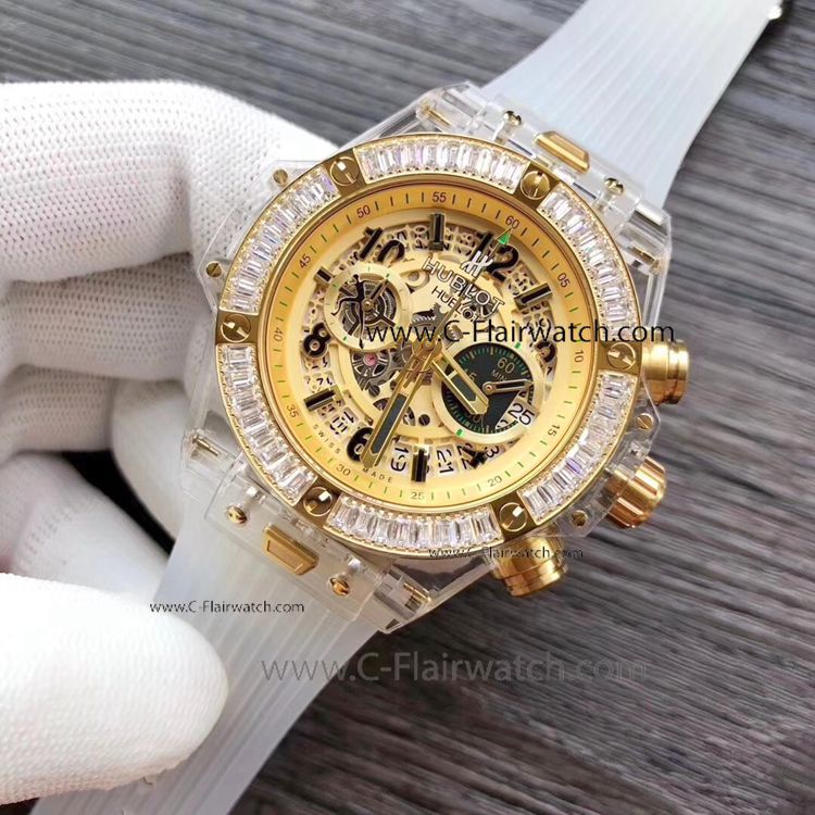 Copy Big Bang Hublot Clear Watch Diamond Bezel